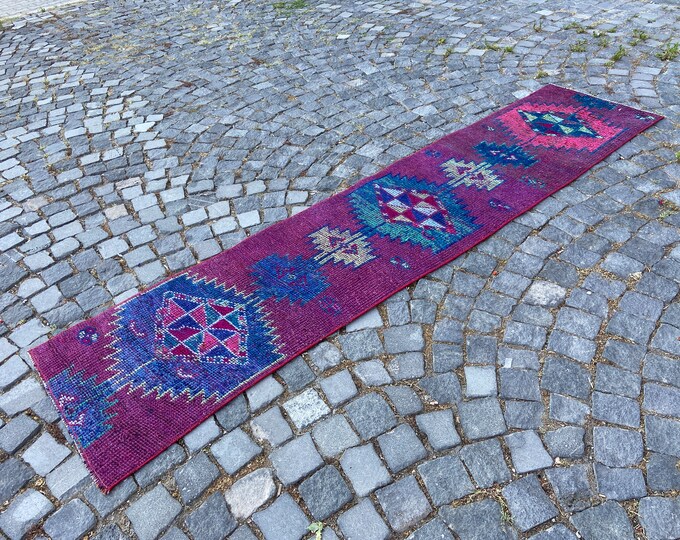 1,9 x 8,5 ft, Home decor, Turkish rug, Vintage rug, Runner Rug, Hallway rug, Wool rug, Handmade rug, Carpet, Kilim 59 x 261 cm