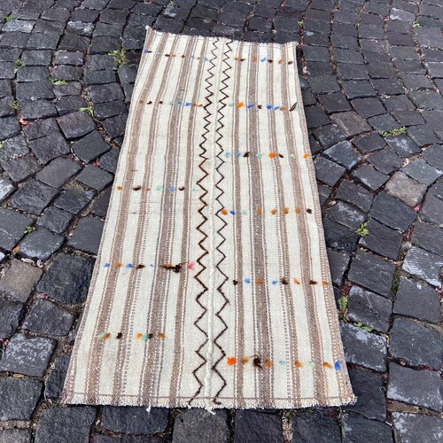 Boho rug, Turkish kilim, Natural dyed rug, Wool rug, Handmade kilim, Carpet, Bohemian kilim, Runner shops kilim | 60 x 139 cm = 1,9 x 4,5 ft