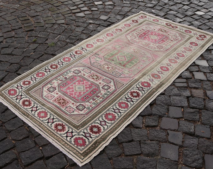 Carpet, Turkish rug, Handmade rug, Area rug, Kilim, Vintage rugs, Wool rug, Bohemian rug | 3.1 x 6.0 ft =  97 x 187 cm