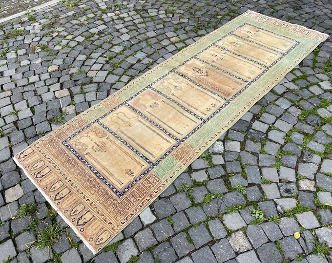 Turkish rug, Vintage rug, Runner Rug, Hallway rug, Wool rug, Handmade rug, Carpet, Kilim, Home decor | 96 x 294 cm = 3,1 x 9,6 ft