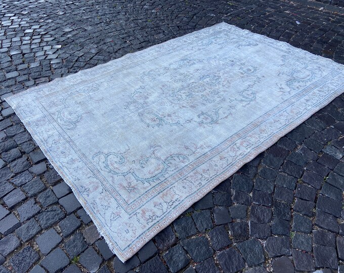 Turkish rug, Vintage rug, Large rug, Oushak  rug, Wool rug, Handmade rug, Carpet, Kilim, Home decor | 177 x 256 cm = 5,8 x 8,3 ft