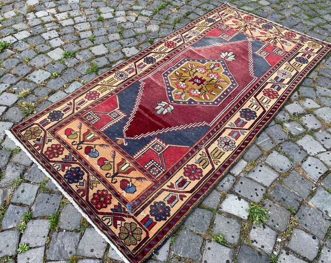 Wool rug, Area Rug, Turkish rug, Home decor, Vintage rug,  Handmade rug, Carpet, Kilim | 96 x 197 cm = 3,1 x 6,4 ft