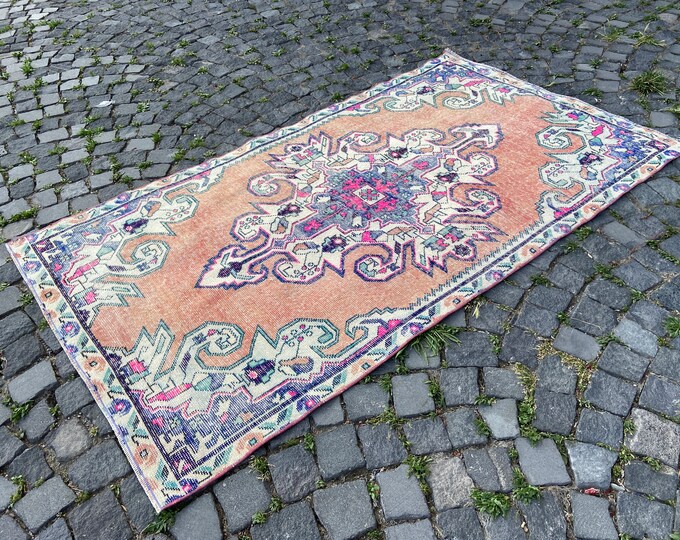 Bohemian rug, Area Rug, Turkish rug, Home decor, Vintage rug, Wool rug, Handmade rug, Carpet, Kilim | 120 x 212 cm = 3,9 x 6,9 ft