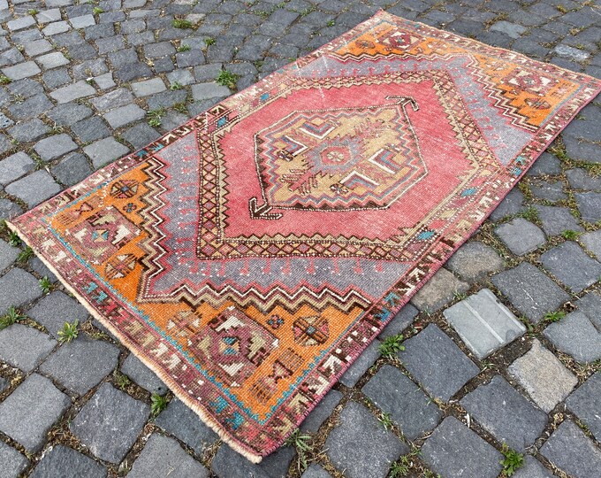 Area Rug, Turkish rug, Home decor, Vintage rug, Wool rug, Handmade rug, Carpet, Kilim |79 x 142 cm = 2,5 x 4,6 ft