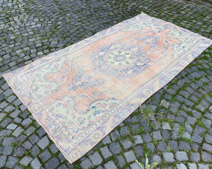 Vintage rug, Large rug, Turkish rug, Oushak  rug, Wool rug, Handmade rug, Carpet, Kilim, Home decor | 161 x 294 cm = 5,2 x 9,6 ft