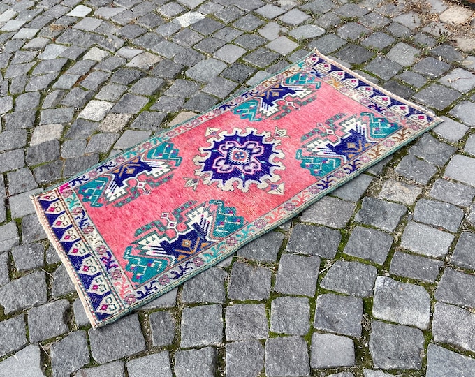 Handmade rug, Turkish rug, Vintage rug, Small Rug, Doormat, Home decor, Wool rug, Carpet, Kilim 56 x 110 cm = 1,8 x 3,6 ft