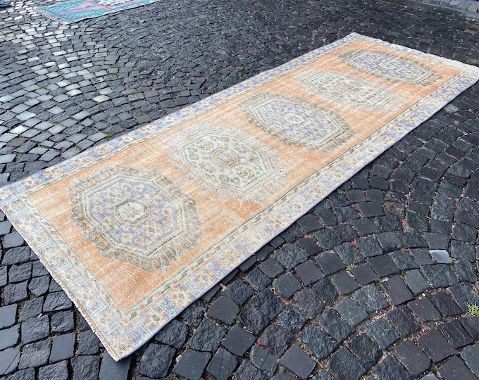 4,4 x 11,7 ft,Interior Décor, Runner rug, Turkish rug, Vintage rug, Handmade rug, Bohemian rug, Wool rug, Kitchen rug | 135 x 357 cm