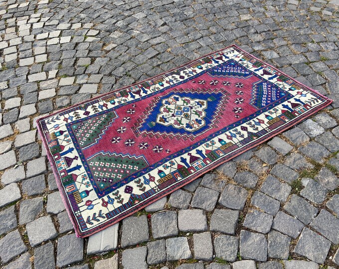 Bohemian rug, Area Rug, Turkish rug, Home decor, Vintage rug, Wool rug, Handmade rug, Carpet, Kilim 84 x 144 cm = 2,7 x 4,7 ft