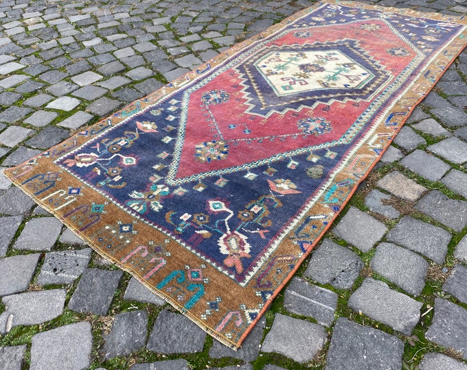 Kitchen rug, Turkish rug, Vintage rug, Runner Rug, Hallway rug, Wool rug, Handmade rug, Carpet, Kilim, | 83 x 196 cm = 2,7 x 6,4 ft