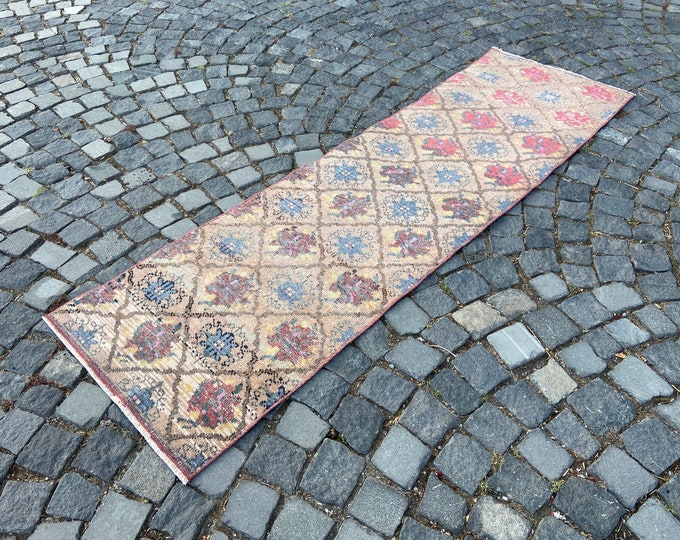 Organic rug, Turkish rug, Vintage rug, Runner rug, Ethnic rug, Wool rug, Carpet, Anatolian rug 67 x 224 cm = 2,1 x 7,3 ft