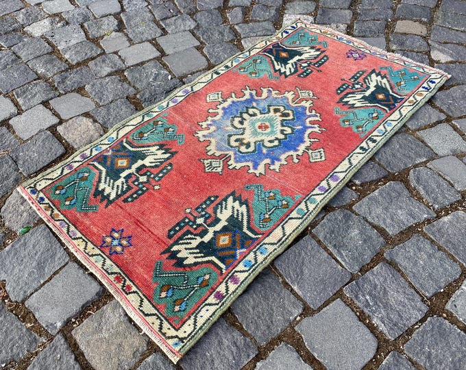 Doormat, Turkish rug, Vintage rug, Small Rug, Home decor, Wool rug, Handmade rug, Carpet, Kilim 1,6 x 3,1 ft