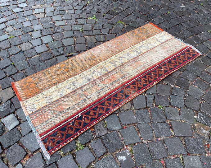3,2 x 5,4 ft, Turkish rug, Vintage rug, Runner Rug, Hallway rug, Wool rug, Handmade rug, Carpet, Kilim, Home decor | 67 x 153 cm
