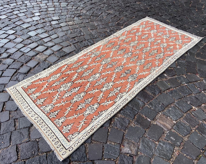 Turkish rug, Vintage rug, Runner Rug, Hallway rug, Wool rug, Handmade rug, Carpet, Kilim, Home decor | 86 x 214 cm = 2,8 x 7,0 ft