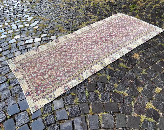 Turkish rug, Vintage rug, Runner Rug, Hallway rug, Wool rug, Handmade rug, Carpet, Kilim, Home decor | 91 x 212 cm = 2,9 x 6,9 ft