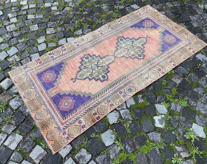 Bohemian rug, Area Rug, Turkish rug, Home decor, Vintage rug, Wool rug, Handmade rug, Carpet, Kilim | 94 x 193 cm = 3,0 x 6,3 ft