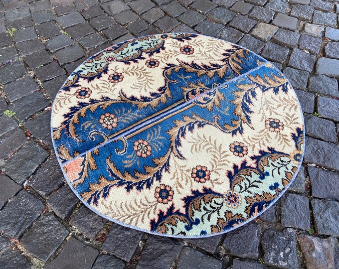 2,9 x 2,9 ft, Carpet, Turkish rug, Handmade rug, Area rug, Kilim, Vintage rugs, Wool rug, Bohemian rug | 90 x 90 cm
