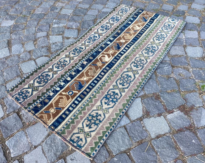 Home decor, Turkish rug, Vintage rug, Runner Rug, Hallway rug, Wool rug, Handmade rug, Carpet, Kilim | 63 x 127 cm = 2,0 x 4,1 ft