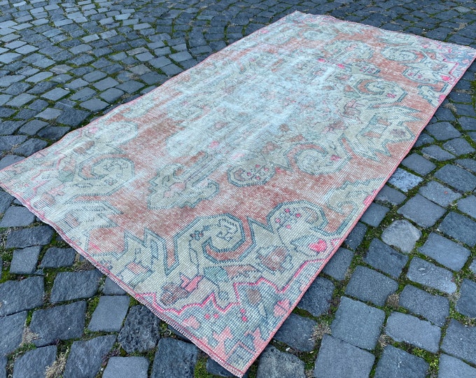 Carpet, Turkish rug, Handmade rug, Area rug, Kilim, Vintage rugs, Wool rug, Bohemian rug, Kitchen rug | 111 x 199 cm = 3,6 x 6,5 ft