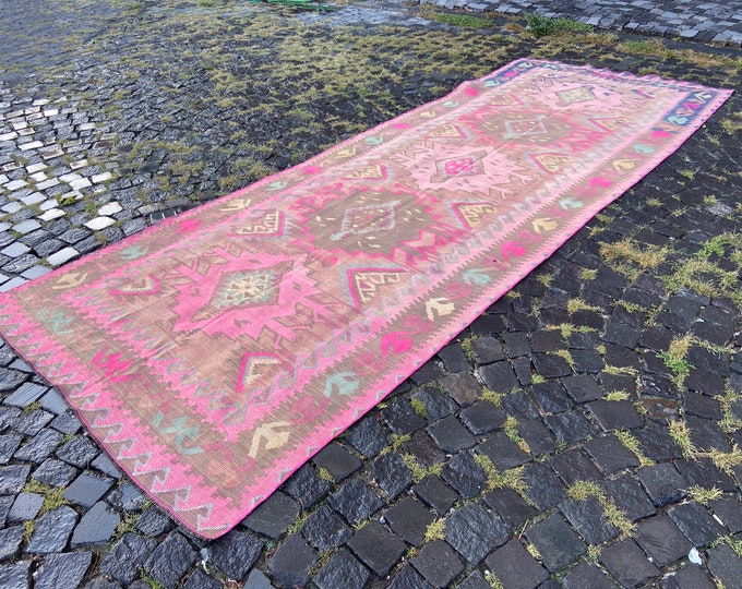 Natural rug, Handmade Turkish wool rug, Organic rug, Living room rug, Handwoven rug, Oushak rug | 141 x 378 cm = 4,6 x 12,4 ft