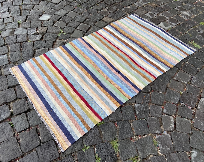 2,4 x 4,4 ft, Vintage kilim, Area kilim, Turkish kilim, Home decor, Wool kilim, Handmade kilim, Carpet, Kilim |  76 x 135 cm