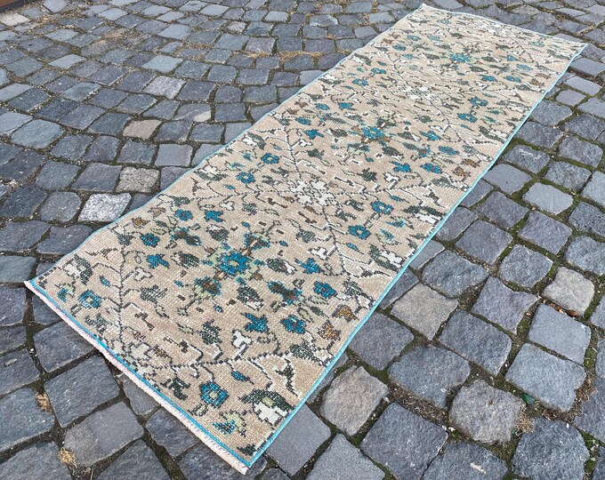 handmade area rug  turkish handmade rug bedroom rugs  turkish rug vintage area  antique rug  floral rug | 61 x 176 cm = 2,0 x 5,7 ft