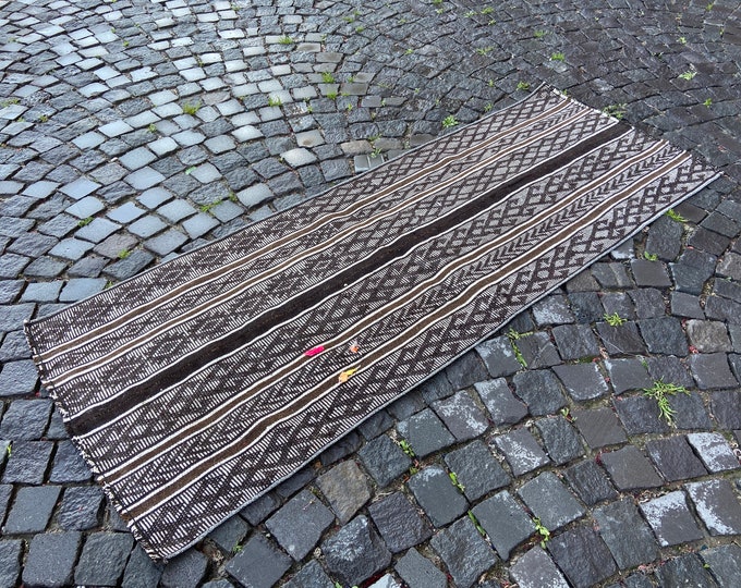Turkish Kilim, Vintage kilim, Runner kilim, Wool kilim, Bohemian rug, Handmade kilim, Carpet, Hand knotted rug | 80 x 209 cm = 2,6 x 6,8 ft