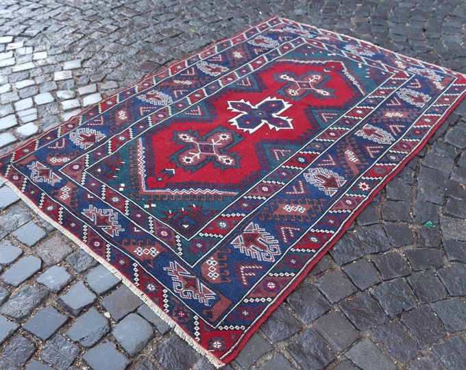 housewarming rug handmade rug turkish rug rugs for bedroom vintage runner rug antique rug  gift for mom  farmhouse rug 4.3 x 6.4 ft