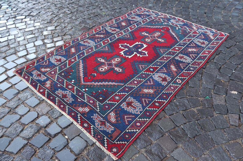 Area Rug Kilim Home decor Wool rug Turkish rug Carpet Handmade rug Vintage rug 4.3 x 6.4 ft = 133 x 198 cm