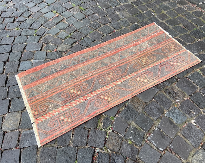 1,9 x 4,1 ft, Kitchen rug, Turkish rug, Vintage rug, Runner Rug, Hallway rug, Wool rug, Handmade rug, Carpet, Kilim | 59 x 127 cm