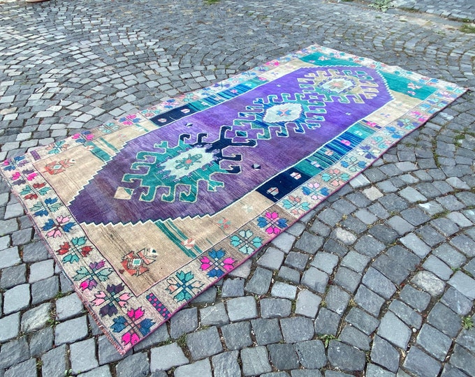 5,1x10,5 housewarming rug handmade rug turkish rug  rugs for bedroom vintage runner rug antique rug  floral rug  gift for mom farmhouse rug