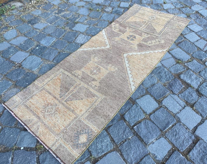 Oushak rug, Turkish vintage rug, Carpet, Bohemian runner rug, Decor rug, Hand-knotted rug | 52 x 140 cm = 1,7 x 4,5 ft