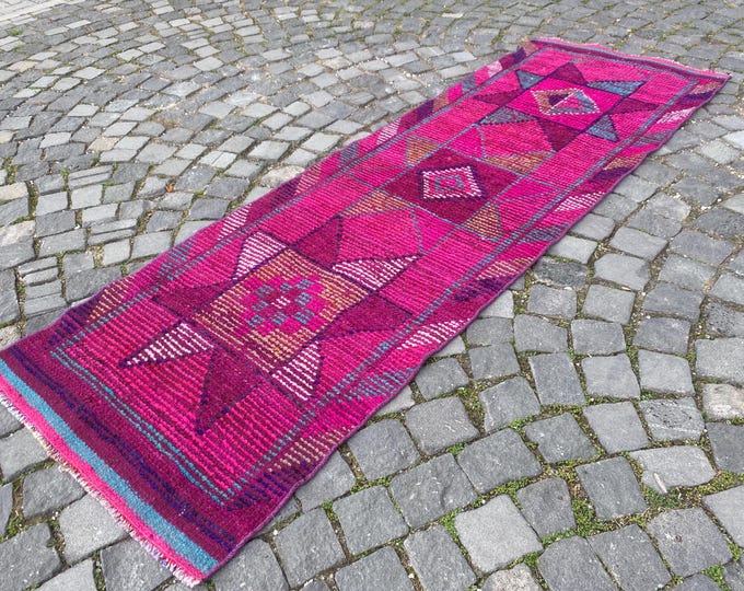 2,4 x 7,4 ft housewarming rug handmade area rug  turkish handmade rug bedroom rugs  turkish rug vintage area  antique rug  floral rug