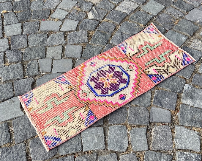 Turkish rug, Vintage rug, Small Rug, Doormat, Home decor, Wool rug, Handmade rug, Carpet, Kilim 33 x 82 cm = 1,0 x 2,6 ft