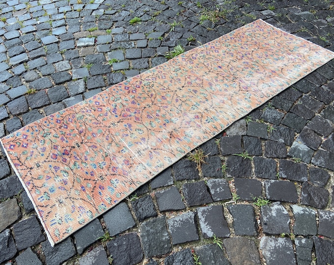 Turkish runner rug, Handmade wool rug, Vintage rug, Doormats, Hand knotted rug, Natural rug, Kilim rug, Carpet | 62 x 180 cm = 2,0 x 5,9 ft