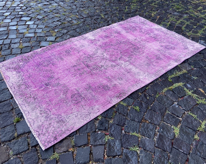 Oushak rug, Area Rug, Turkish rug, Home decor, Vintage rug, Wool rug, Handmade rug, Over-dyed rug | 110 x 203 cm = 3,6 x 6,6 ft
