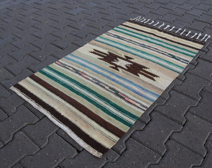 Turkish kilim rug, Area kilim, Kilim rug, Vintage kilim rug,  Handmade kilim, Wool kilim  FREE SHİPPİNG !! 2'3'' x 3'9'' = 70 cm x 122 cm