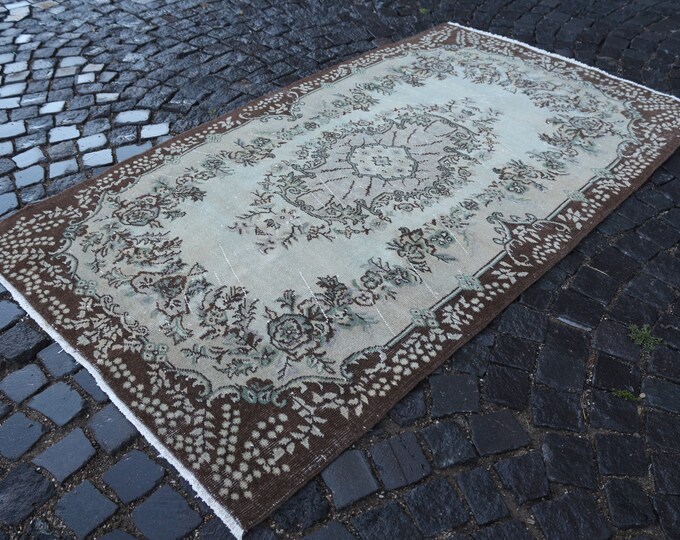 Area Rug, Turkish rug, Home decor, Vintage rug, Wool rug, Handmade rug, Carpet, Kilim | 4.2 x 7.2 ft = 129 x 221 cm