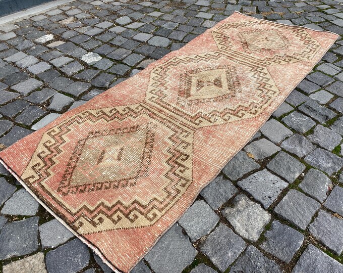 Home decor, Turkish vintage rug, Runner wool rug, Hallway rug, Handmade carpet, Kilim 2,2 x 5,7 ft