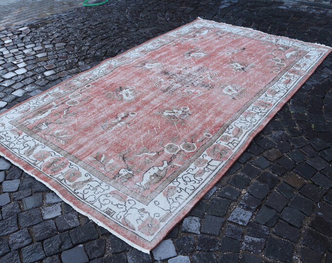 Handmade Rug, Wool Rug, Turkish Rug Large, Bohemian Rug, Carpet Kilim Rug, Vintage Rug Large, Oushak Rug | 173 x 300 cm = 5,6 x 9,7 ft