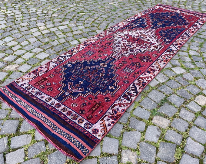 Turkish wool rug, Runner rug, Turkish rug, Vintage rug, Kitchen rug, Wool rug, Entryway rug, Natural dyed rug 90 x 290 cm = 2,9 x 9,5 ft