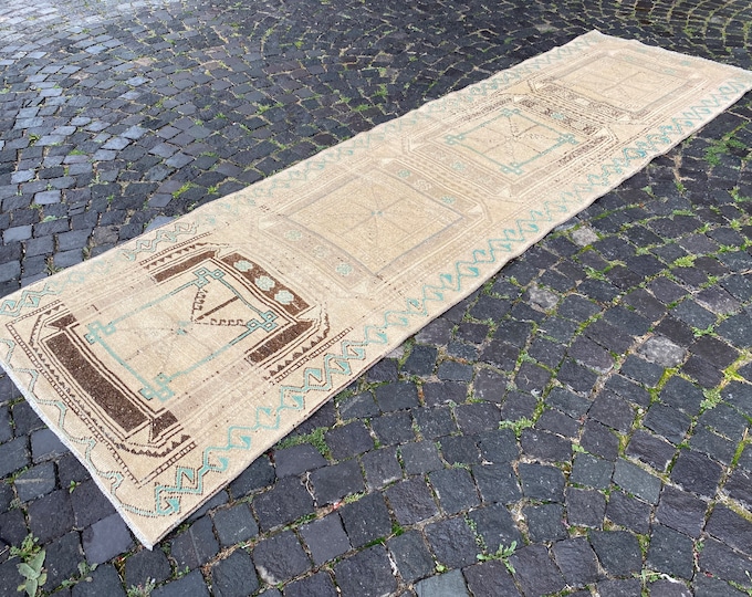 3,4 x 11,7 ft, Runner Rug, Bohemian rug, Turkish rug, Vintage rug, Hallway rug, Wool rug, Handmade rug, Carpet,Home decor | 105 x 358 cm