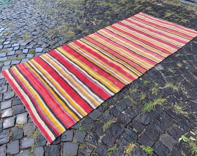 2,4 x 8,0 ft, Natural dyed rug, Turkish kilim, Vintage rug, Handmade rug, Bohemian rug, , Hand Knot rug, Kitchen rug | 75 x 244 cm