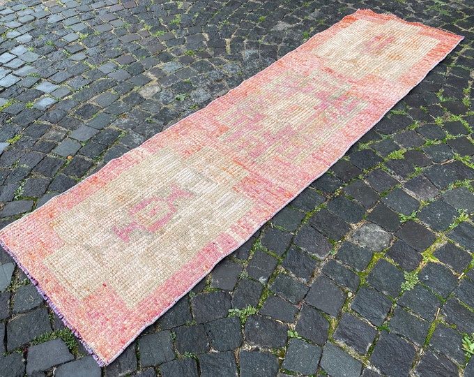 Runner Rug, Turkish rug, Vintage rug, Hallway rug, Wool rug, Handmade rug, Carpet, Kilim, Home decor | 69 x 250 cm = 2,2 x 8,2 ft