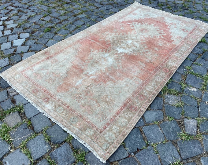Bohemian area rugs, Turkish vintage carpet, Kitchen decor rug, Minimalist decor, Gift for mom 95 x 174 cm = 3,1 x 5,7 ft