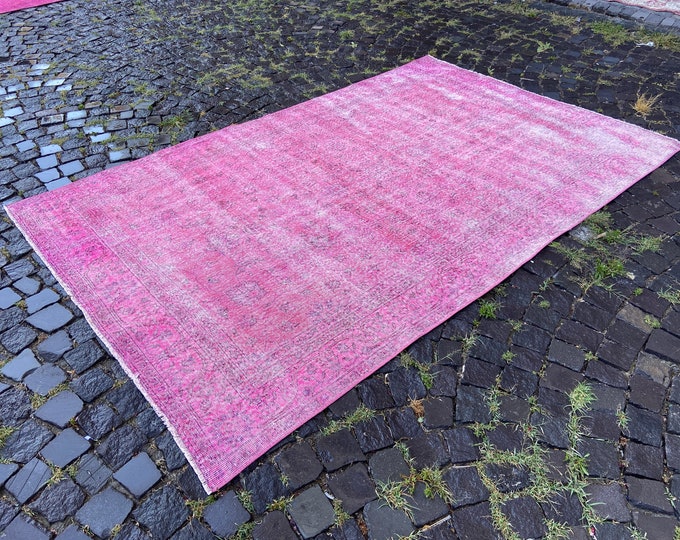 Home decor, Vintage rug, Large rug, Turkish rug, Overdyed rug, Oushak  rug, Wool rug, Handmade rug, Carpet | 173 x 273 cm = 5,6 x 8,9 ft