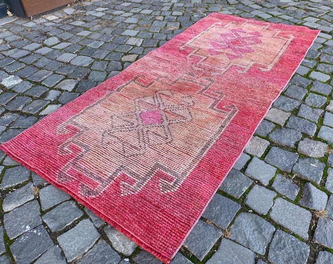 handmade area rug  turkish handmade rug bedroom rugs  turkish rug vintage area  antique rug  floral rug  85 x 183 cm = 2,7 x 6,0 ft