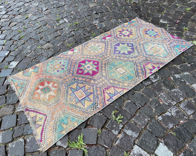 Wool kilim, Handmade rug, Turkish kilim, Vintage kilim, Area kilim, Home decor, Carpet, Kilim |  82 x 171 cm = 2,6 x 5,6 ft
