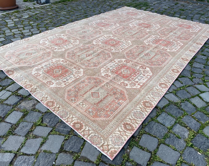 Turkish rug, Vintage rug, Large rug, Oushak  rug, Wool rug, Handmade rug, Carpet, Kilim, Home decor | 180 x 271 cm = 5,9 x 8,8 ft