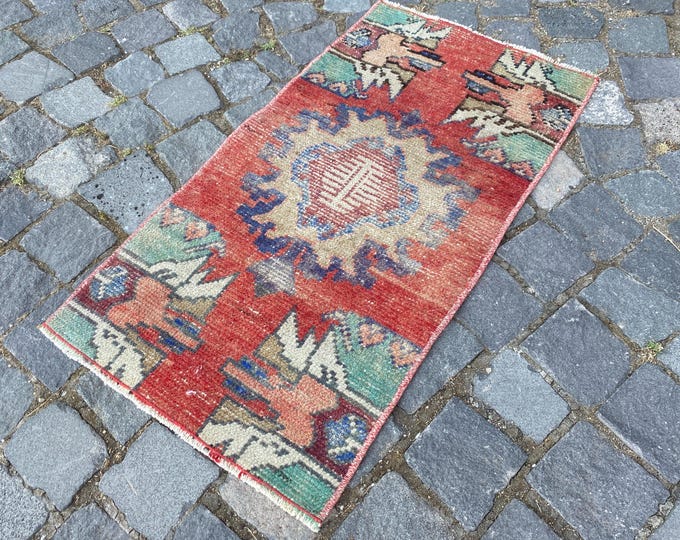 Kilim, Kitchen rug, Home decor, Small rug, Vintage Turkish rug, Bohemian rug, Carpet, Decor rug | 42 x 84 cm = 1,3 x 2,7 ft