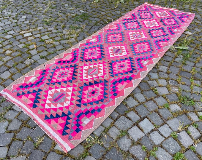 Entryway rug, Wool rug, Runner rug, Bohemian rug, Vintage rug, Turkish rug, Room decor, Interior Decor | 101 x 307 cm = 3,3 x 10 ft